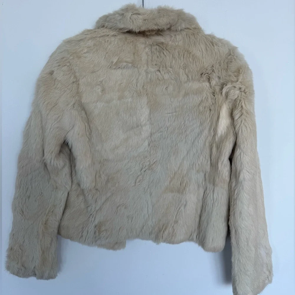 Theory Cream Rabbit Fur Vintage Coat size M - Picture 5 of 5